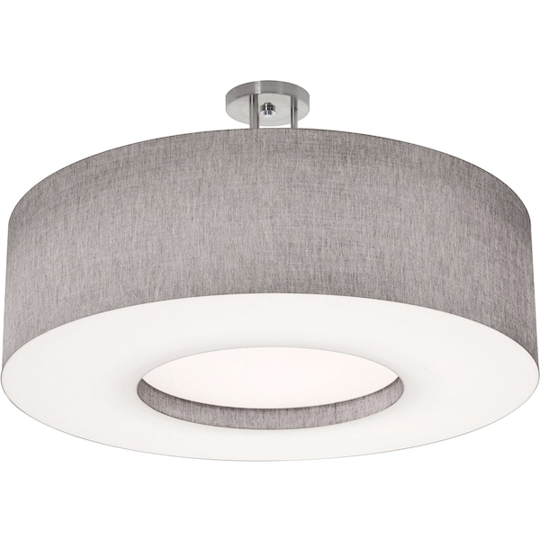 Afx Montclair 30in. Medium Base Semi-Flush Mount, Satin Nickel Finish, Grey Shade MCF3044MB-GYSF - main